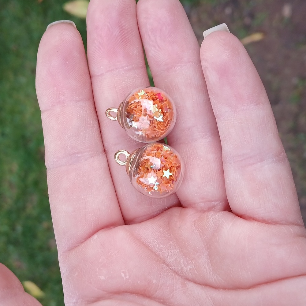 New 2pc Orange Crystal Stars Pendant. - Picture 9 of 11